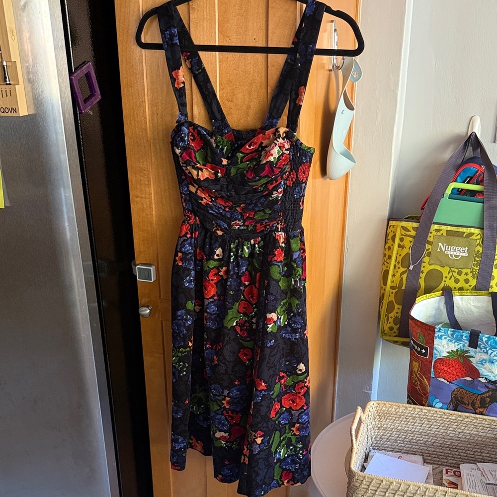 Anthropologie Floral Dress - Black, Red, Green, Blue